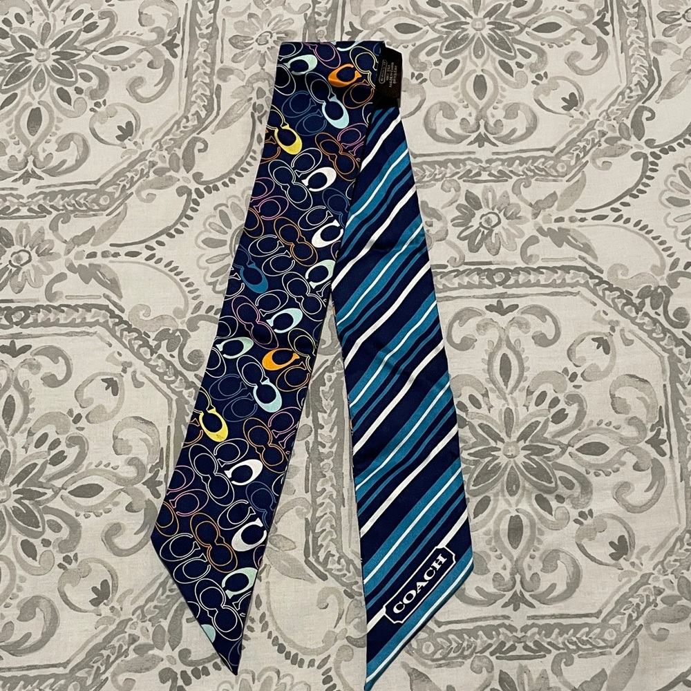 Coach Blue and Multicolor Purse Scarf
